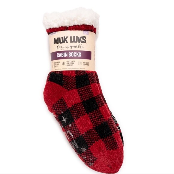 Muk Luks Women's Fuzzy Chenille Plush Lined Cabin Socks, 2-Pack, Size L/XL - Picture 1 of 8